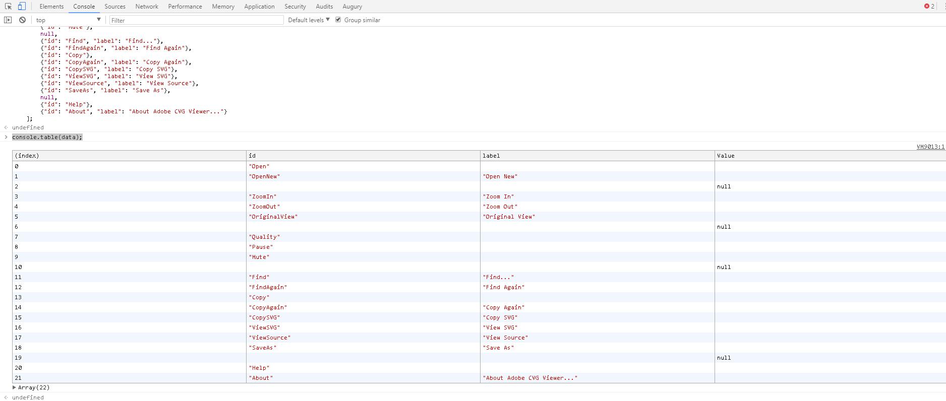 Javascript Debugging On The Console With Table Web Console Table